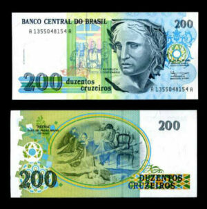 BRAZIL 200 CRUZEIRO UNC BANKNOTE