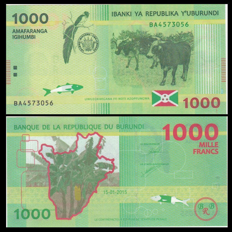 BURUNDI 1000 FRANCS UNC BANKNOTE HobbyStop   Burundi 1000 