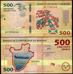 BURUNDI 500 FRANCS UNC BANKNOTE