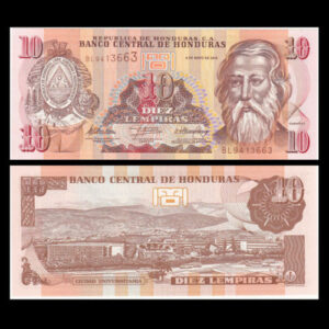 HONDURAS 10 LEMPIRA UNC BANKNOTE