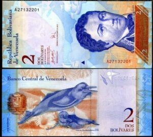 VENEZUELA 2 BOLIVARES UNC BANKNOTE