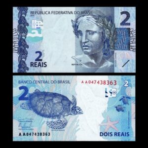 BRAZIL 2 REAIS UNC BANKNOTE