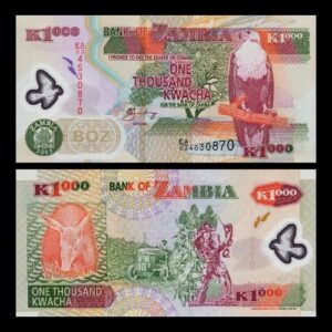 ZAMBIA 1,000 KWACHA UNC POLYMER BANKNOTE