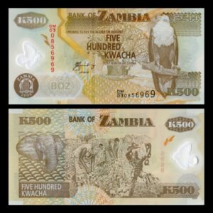 ZAMBIA 500 KWACHA UNC POLYMER BANKNOTE