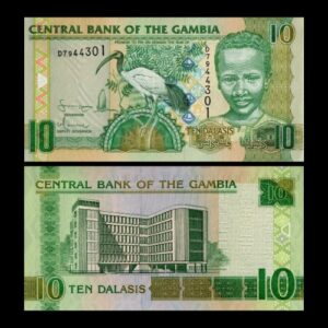 GAMBIA 10 DALASIS OLD ISSUE UNC BANKNOTE