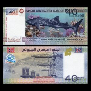 DJIBOUTI 40 FRANCS UNC COMMEMORATIVE BANKNOTE