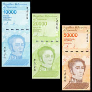 VENEZUELA SET OF 10,000 20,000 & 50,000 BANKNOTES BOLIVARES SOBERANO