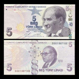 TURKEY 5 LIRA UNC BANKNOTE