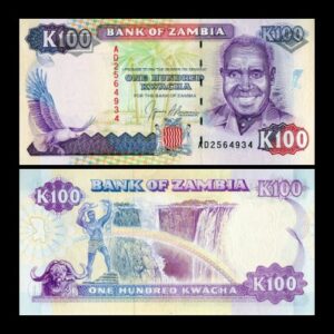 ZAMBIA 100 KWACHA OLD ISSUE UNC BANKNOTE