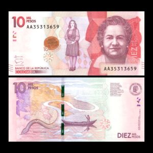 COLOMBIA 10,000 PESOS UNC BANKNOTE