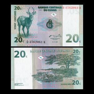 CONGO 20 CENTIME UNC BANKNOTE