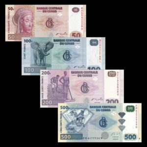 CONGO SET OF 50, 100, 200, 500 FRANCS UNC BANKNOTE