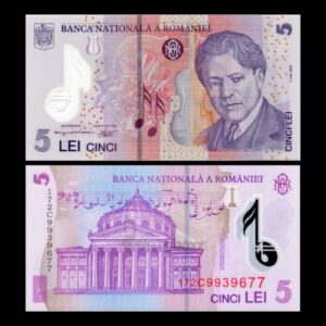 ROMANIA 5 LEI UNC POLYMER BANKNOTE