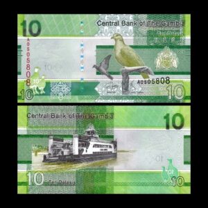 GAMBIA 10 DALASIS LATEST ISSUE UNC BANKNOTE