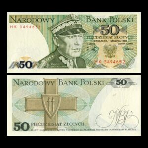 POLAND 50 ZLOTYCH OLD ISSUE UNC BANKNOTE